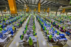 INSIDE VIEW OF A GARMENTS FACTORY
