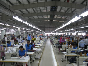 INSIDE VIEW OF A GARMENTS FACTORY