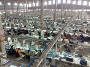 INSIDE VIEW OF A GARMENTS FACTORY