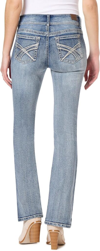 WallFlower Womens Luscious Curvy Bootcut Mid-Rise Insta Stretch Juniors Jeans (Standard and Plus) Womens Curvy Bootcut Mid-Rise Insta Stretch Juniors Jeans